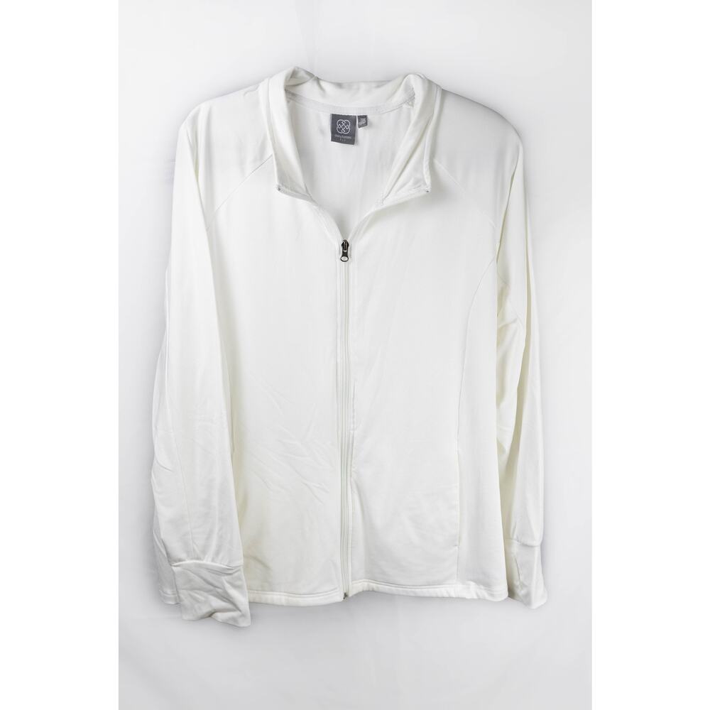 Daisy Fuentes Size 3XL Fit Zip-Up Athletic Jacket White